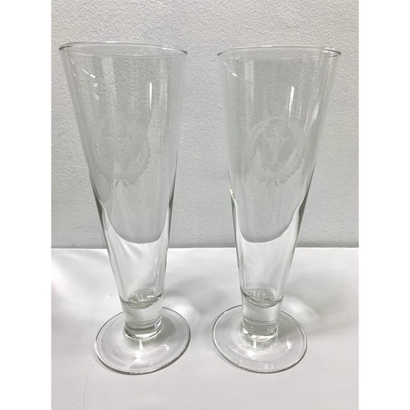 Two Tall Champagne Flutes Monogram Y Wedding Glasses Barware 9" - Picture 1 of 8